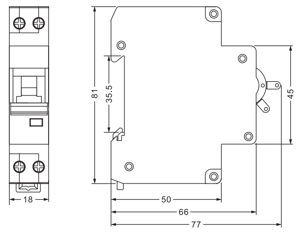 ETEK DPN MCB EKM1-40N Taille