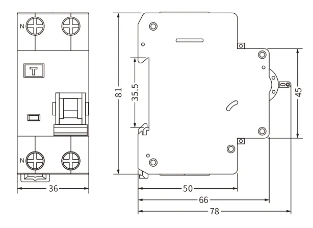 taille du rcbo etek ekl3-40s