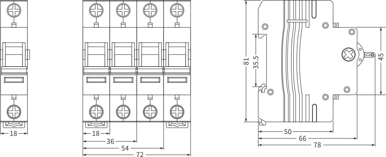Interrupteur d'isolement ETEK EKD1-125 Taille