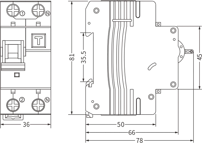 taille du rcbo etek ekl3-63