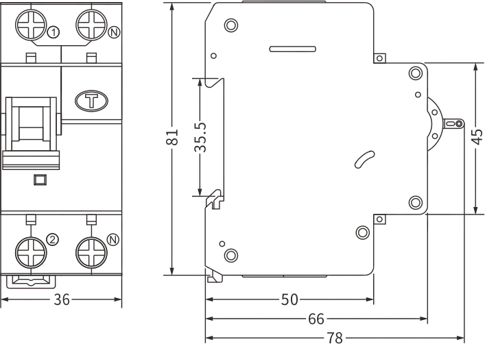 taille du rcbo etek ekl3-40m